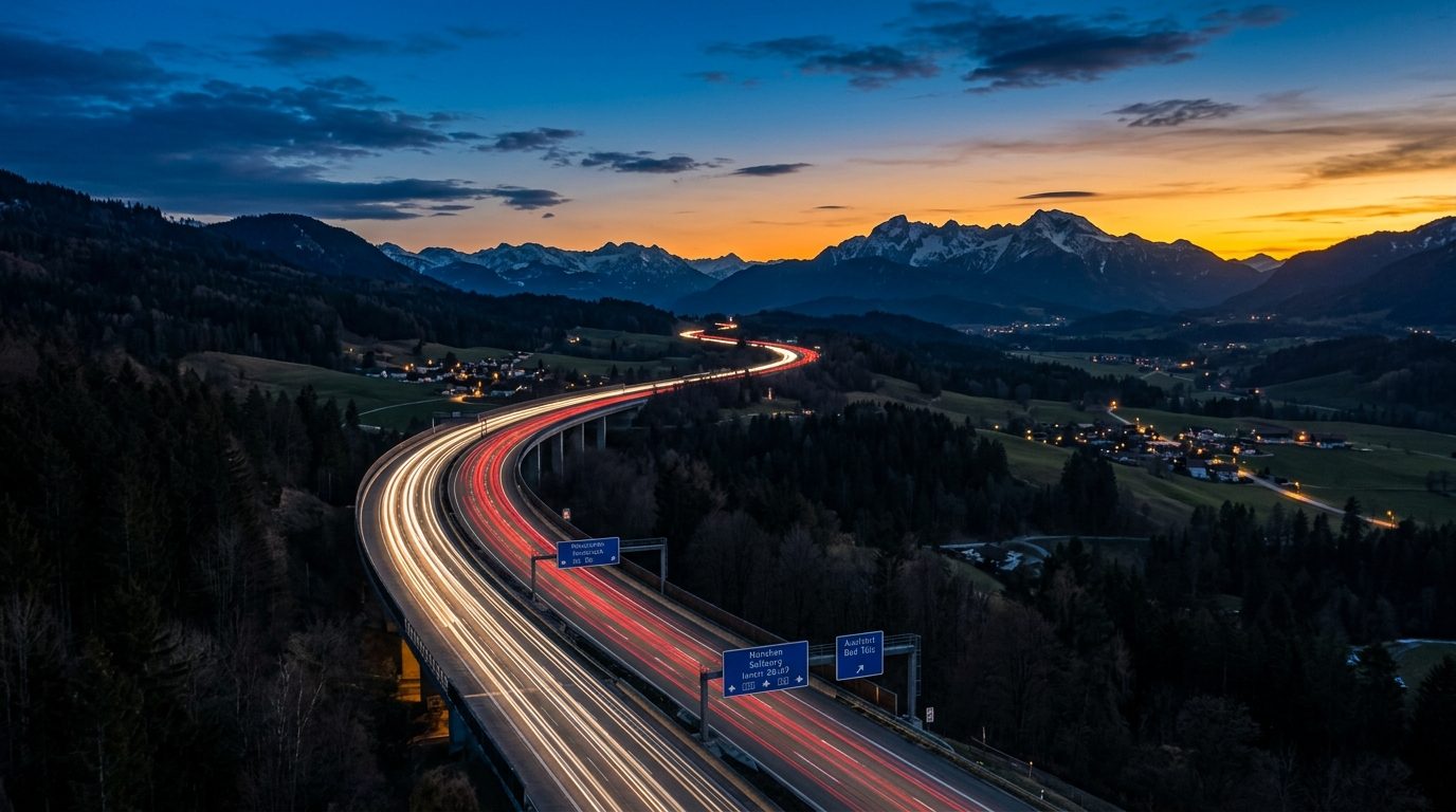 Autobahn im Abendlicht
